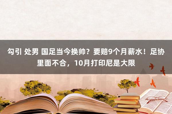 勾引 处男 国足当今换帅？要赔9个月薪水！足协里面不合，10月打印尼是大限