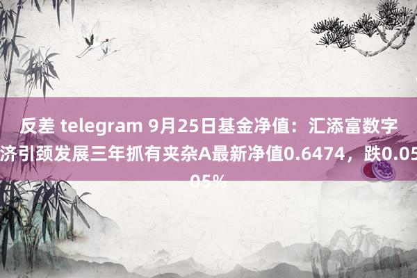 反差 telegram 9月25日基金净值：汇添富数字经济引颈发展三年抓有夹杂A最新净值0.6474，跌0.05%