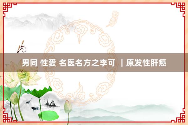 男同 性愛 名医名方之李可 ｜原发性肝癌