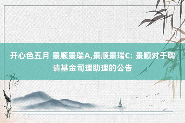 开心色五月 景顺景瑞A,景顺景瑞C: 景顺对于聘请基金司理助理的公告