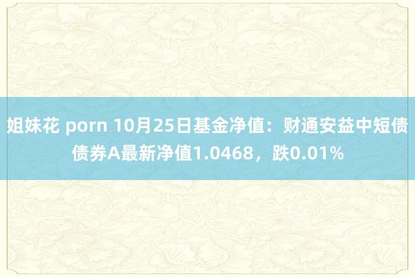 姐妹花 porn 10月25日基金净值：财通安益中短债债券A最新净值1.0468，跌0.01%
