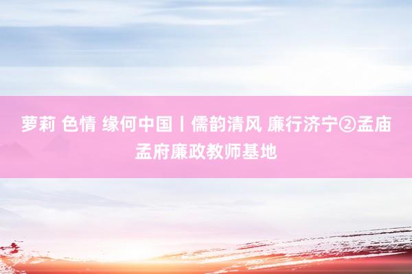 萝莉 色情 缘何中国丨儒韵清风 廉行济宁②孟庙孟府廉政教师基地