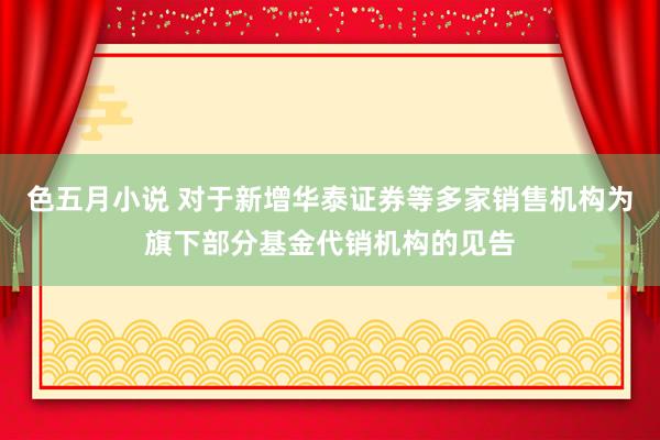 色五月小说 对于新增华泰证券等多家销售机构为旗下部分基金代销机构的见告