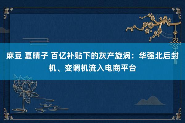 麻豆 夏晴子 百亿补贴下的灰产旋涡：华强北后封机、变调机流入电商平台