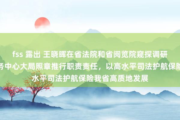 fss 露出 王晓晖在省法院和省阅览院窥探调研时强调：聚焦服务中心大局照章推行职责责任，以高水平司法护航保险我省高质地发展