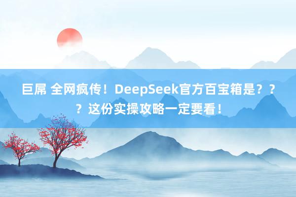 巨屌 全网疯传！DeepSeek官方百宝箱是？？？这份实操攻略一定要看！