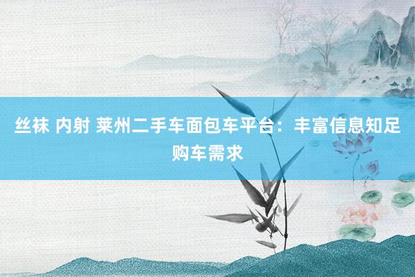 丝袜 内射 莱州二手车面包车平台：丰富信息知足购车需求
