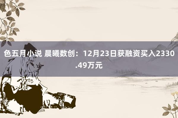 色五月小说 晨曦数创：12月23日获融资买入2330.49万元