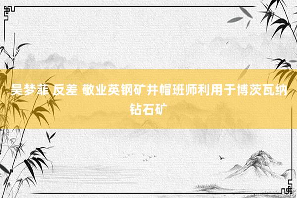 吴梦菲 反差 敬业英钢矿井帽班师利用于博茨瓦纳钻石矿