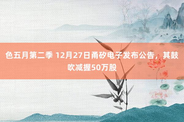 色五月第二季 12月27日甬矽电子发布公告，其鼓吹减握50万股