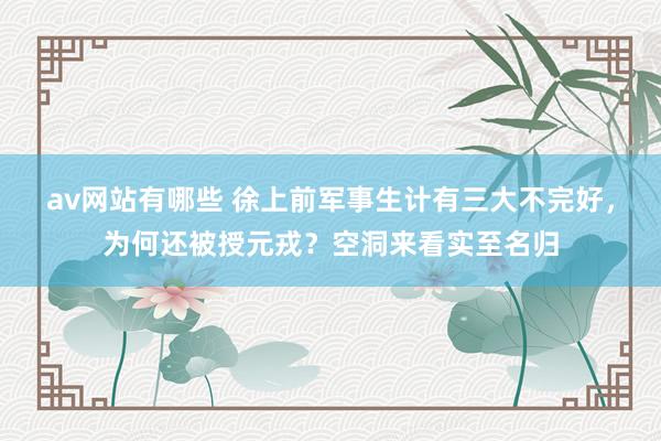 av网站有哪些 徐上前军事生计有三大不完好，为何还被授元戎？空洞来看实至名归