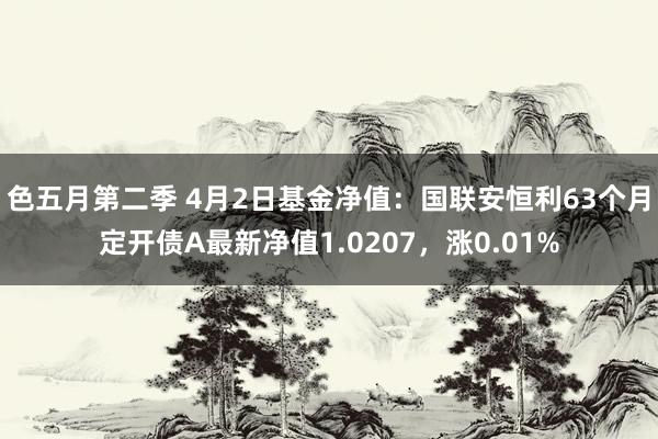 色五月第二季 4月2日基金净值：国联安恒利63个月定开债A最新净值1.0207，涨0.01%