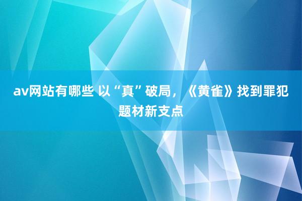 av网站有哪些 以“真”破局，《黄雀》找到罪犯题材新支点