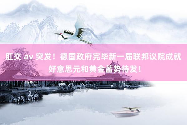 肛交 av 突发！德国政府完毕新一届联邦议院成就 好意思元和黄金蓄势待发！