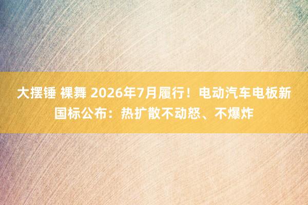 大摆锤 裸舞 2026年7月履行！电动汽车电板新国标公布：热扩散不动怒、不爆炸