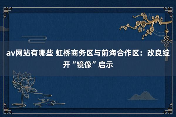 av网站有哪些 虹桥商务区与前海合作区：改良绽开“镜像”启示