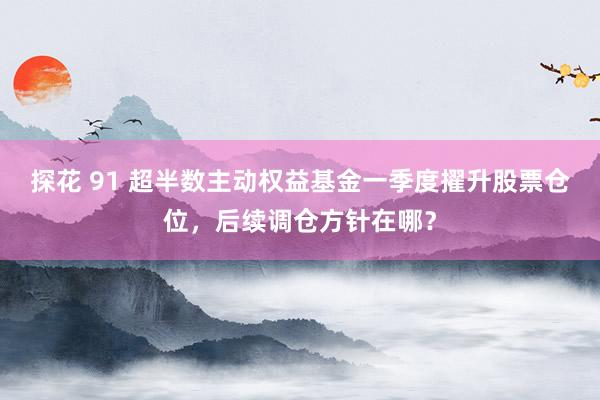 探花 91 超半数主动权益基金一季度擢升股票仓位，后续调仓方针在哪？